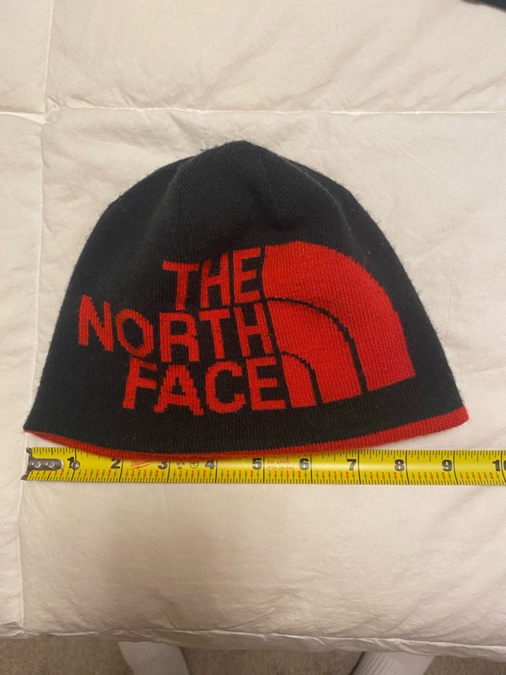 The North Face Reversible Black and Red Logo Knit Cap